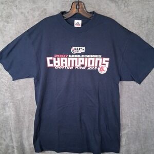 2007 Boston‎ Red Sox World Series Champions Shirt Men Size Large Navy Blue MLB